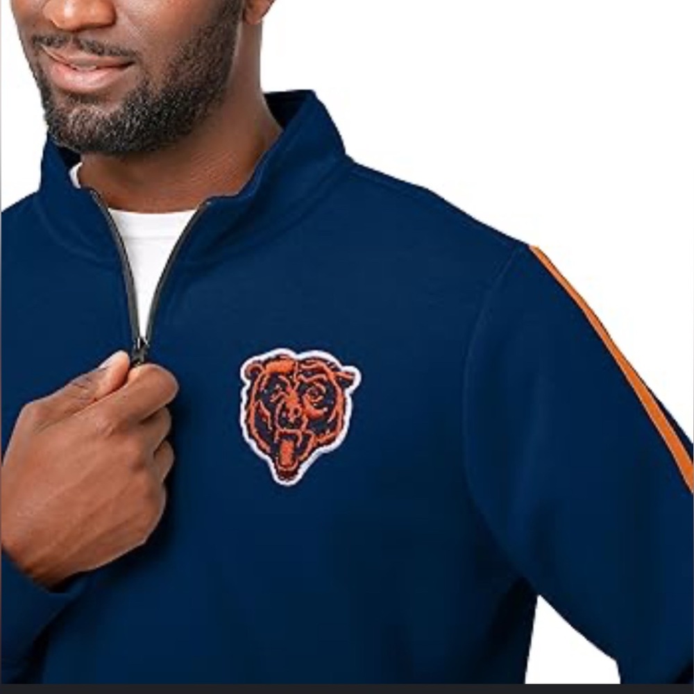 NFL Navy Blue Quarter-Zip Pullover with Bear Logo